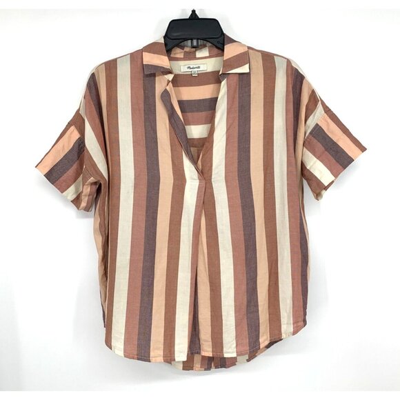 Madewell Top Courier Back Button Shirt Munson Stripe Oversized - Picture 3 of 12